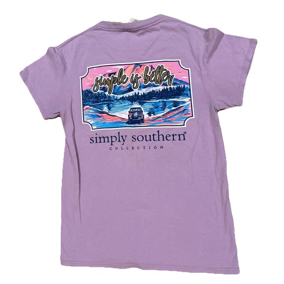 Simply Southern Women's T-Shirt Size Small Purple Simply Is Better Jeep Mountain - Picture 1 of 3